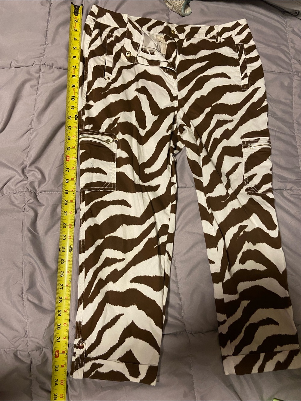 Chico's Brown & White Zebra-Print Capri Pants
